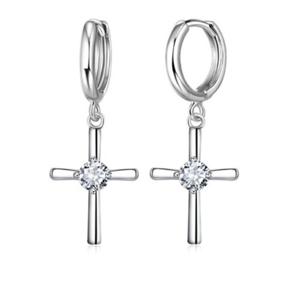 💎 NEW 💎 Cross 925 Sterling Silver Earrings And Necklace Set Bundle - Picture 5 of 8